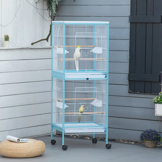 KFX-4914109 Large Two-Tier Bird Cage with Easy Access Doors and Cleaning Trays