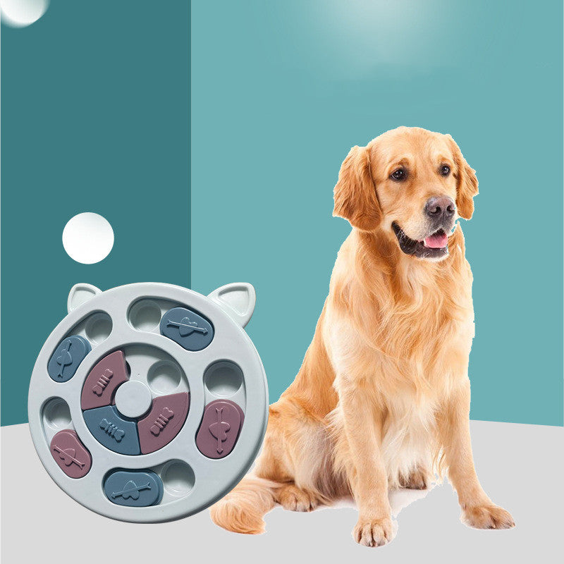 KFX-4914237 Interactive Slow Feeding Bowl for Cats and Dogs – Plastic Toy in Red, Blue, Yellow, 25cm Diameter