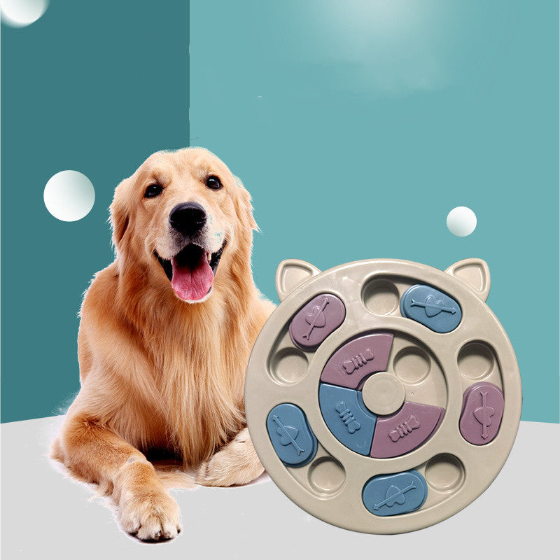 KFX-4914237 Interactive Slow Feeding Bowl for Cats and Dogs – Plastic Toy in Red, Blue, Yellow, 25cm Diameter