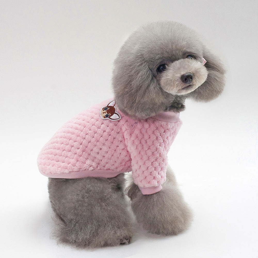 KFX-4914621 Cozy Two-Legged Fleece Clothing for Pets - Blue and Pink for Autumn and Winter