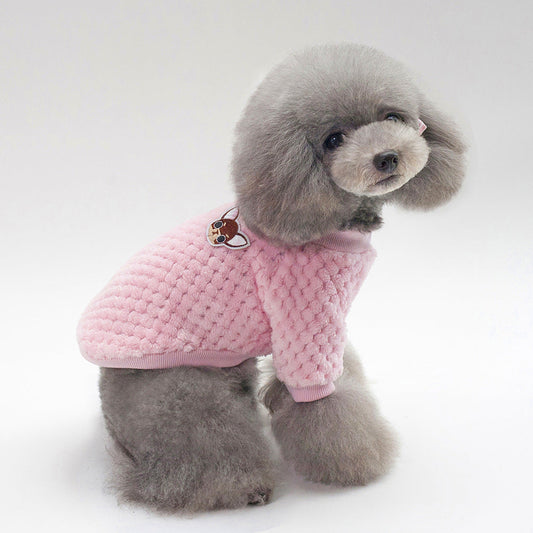 KFX-4914621 Cozy Two-Legged Fleece Clothing for Pets - Blue and Pink for Autumn and Winter