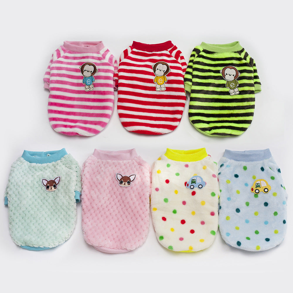 KFX-4914621 Cozy Two-Legged Fleece Clothing for Pets - Blue and Pink for Autumn and Winter