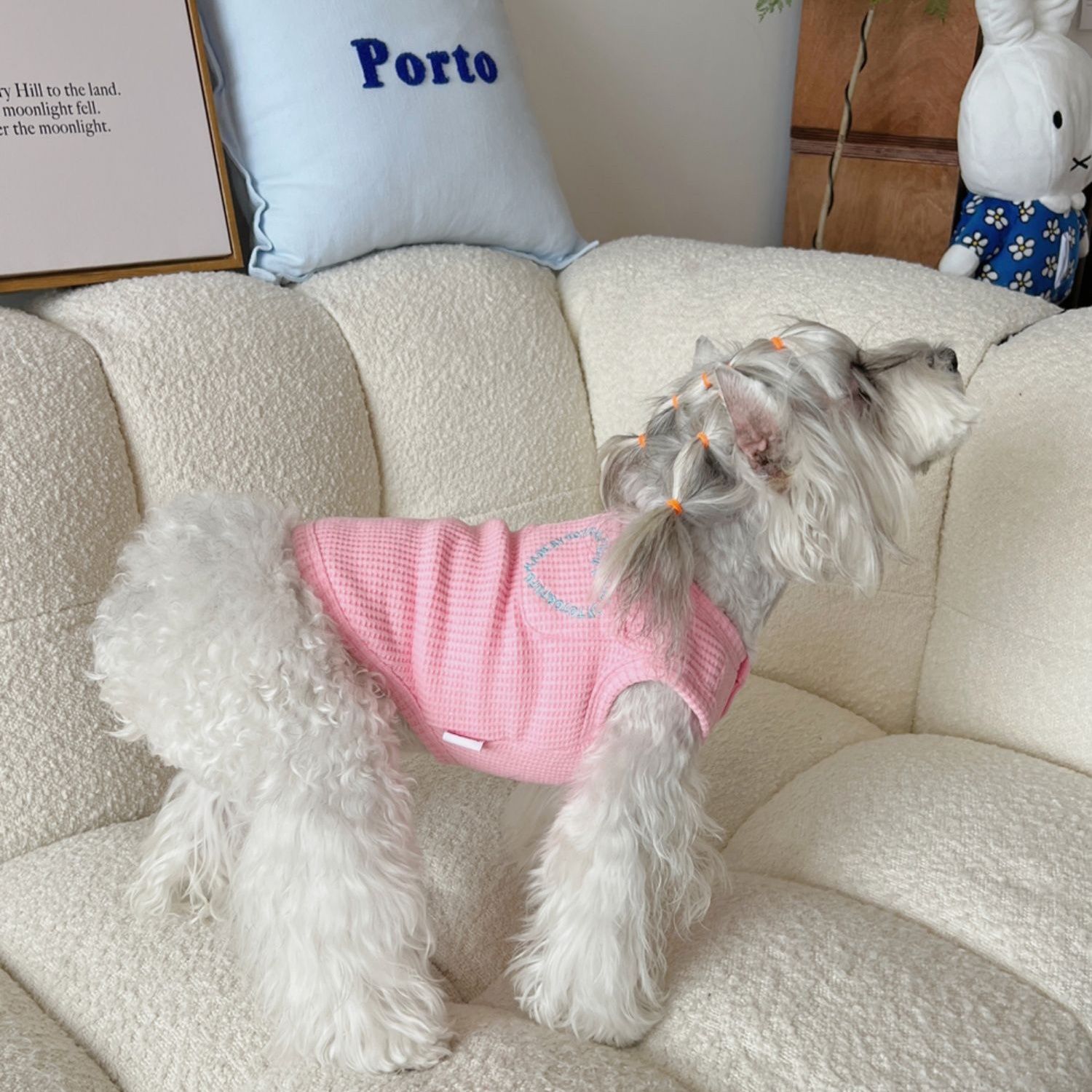 KFX-4916029 Lightweight Summer Pet Vest - Oat Grey, Cream White, Baby Blue, Baby Pink - Sizes XS to XL