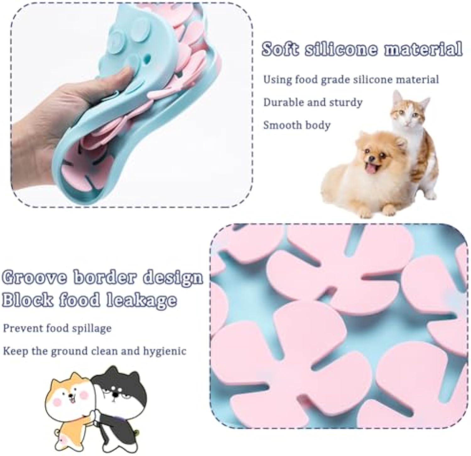 KFX-4916413 Silicone Slow Feeder Dog Bowl and Calming Mat for Interactive Eating and Training