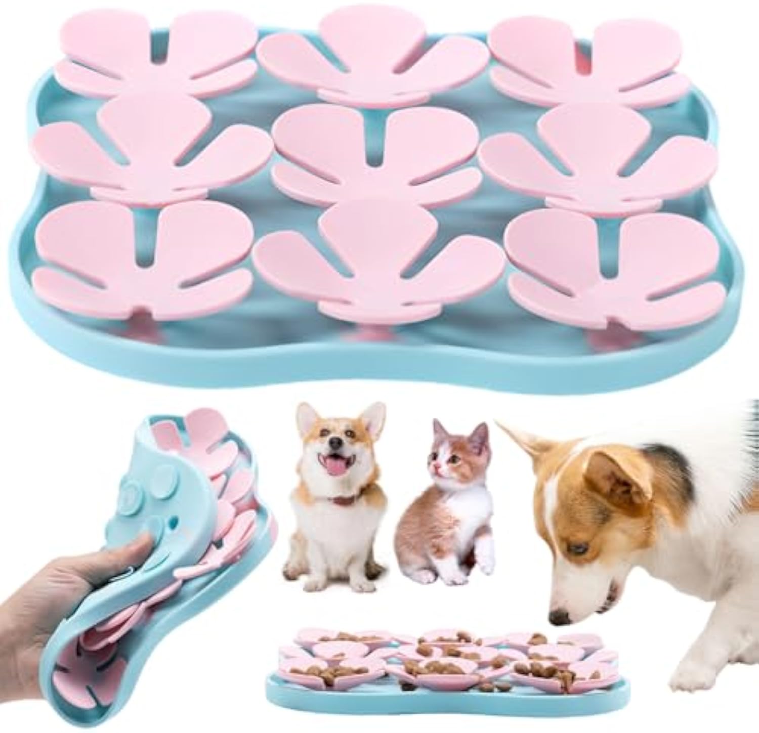 KFX-4916413 Silicone Slow Feeder Dog Bowl and Calming Mat for Interactive Eating and Training