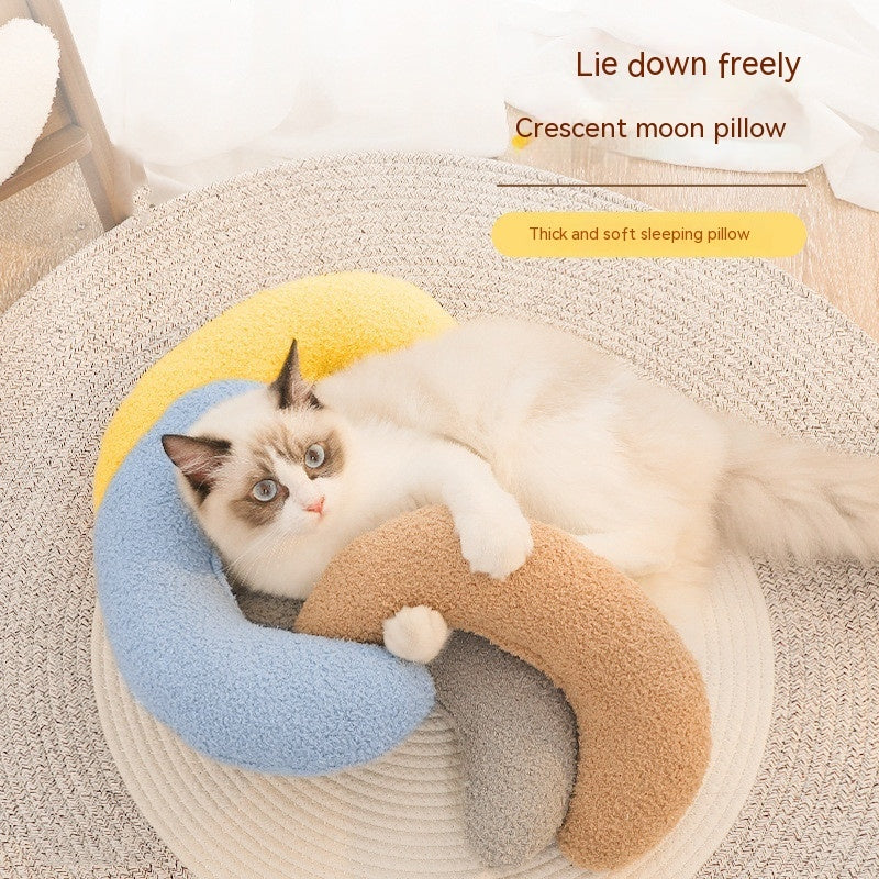 KFX-4917053 Crescent-Shaped Soft Cotton Pillow for Cats and Dogs - Available in Multiple Colors
