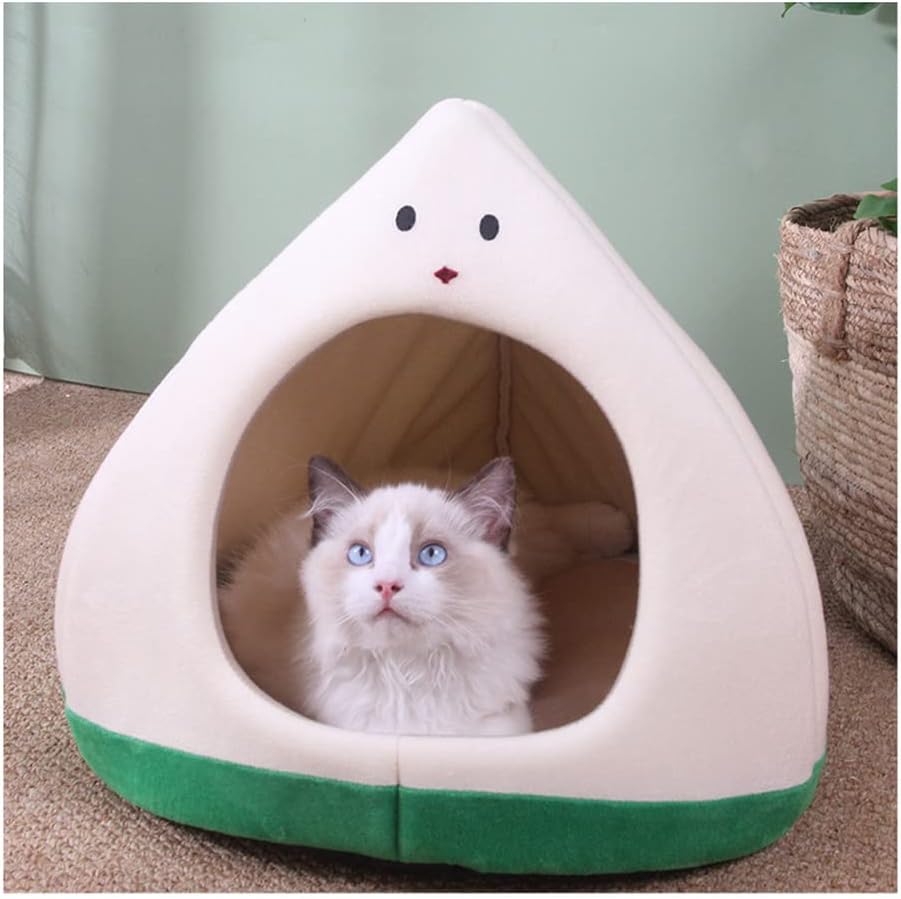 KFX-4917693 Cozy Zongzi Shaped Cat Sofa Bed with Removable Cushion for Small Pets