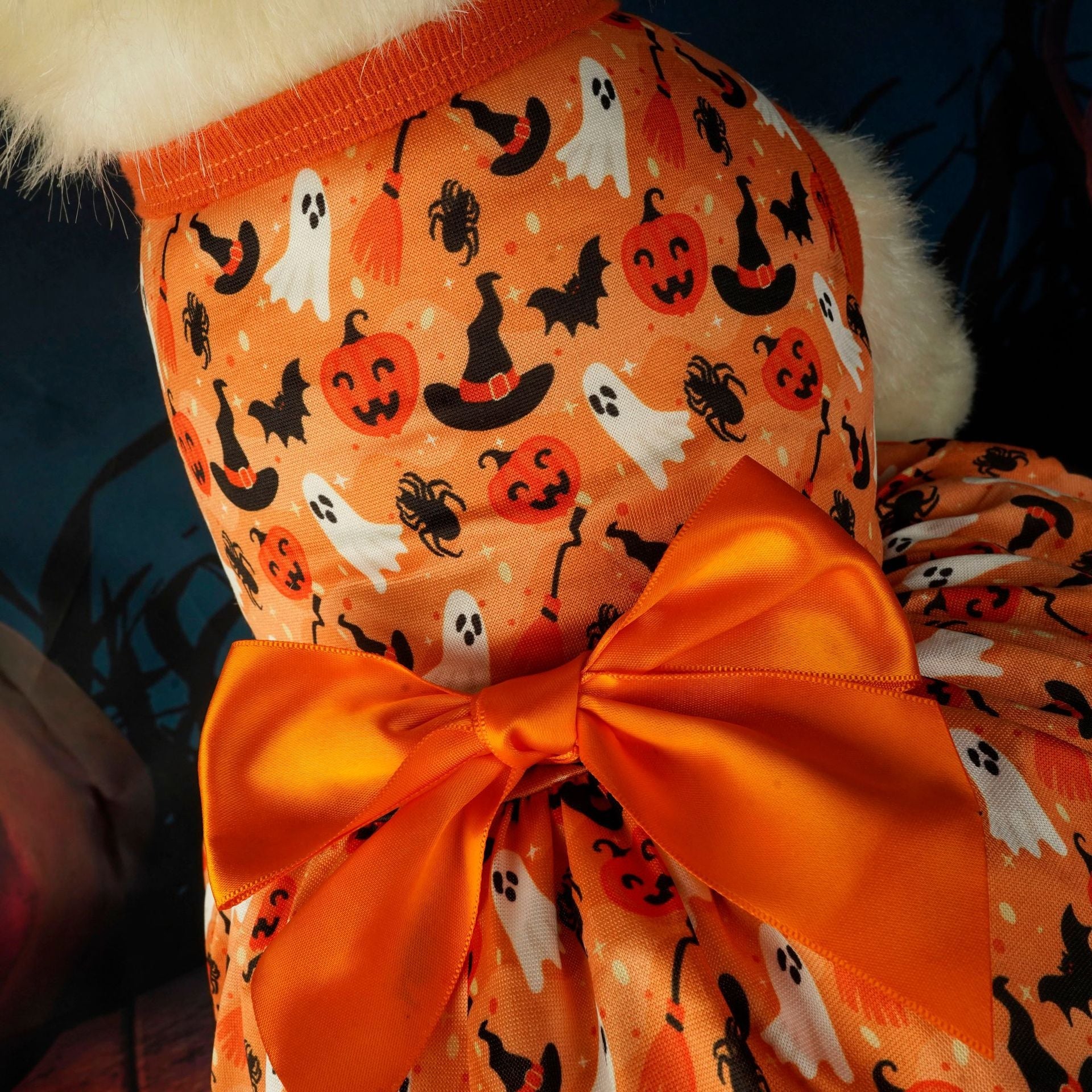 KFX-4917821 Halloween Themed Orange Pet Dress for Small to Extra Large Dogs