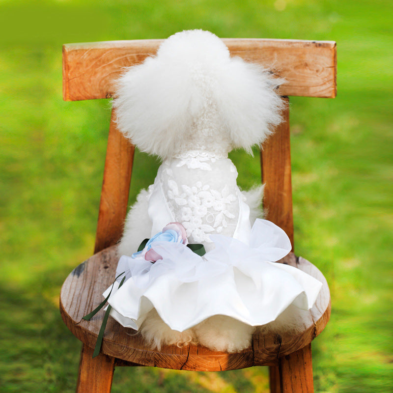 KFX-4918589 Korean Padded Pettiskirt Wedding Dress for Dogs in White, Multiple Sizes Available