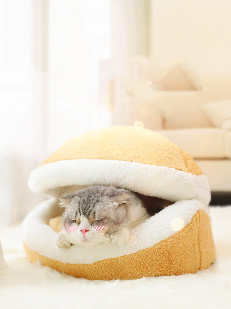 KFX-4920253 Cozy Closed Cat Litter Nest Mat for Protection and Comfort, Removable Washable Cushion