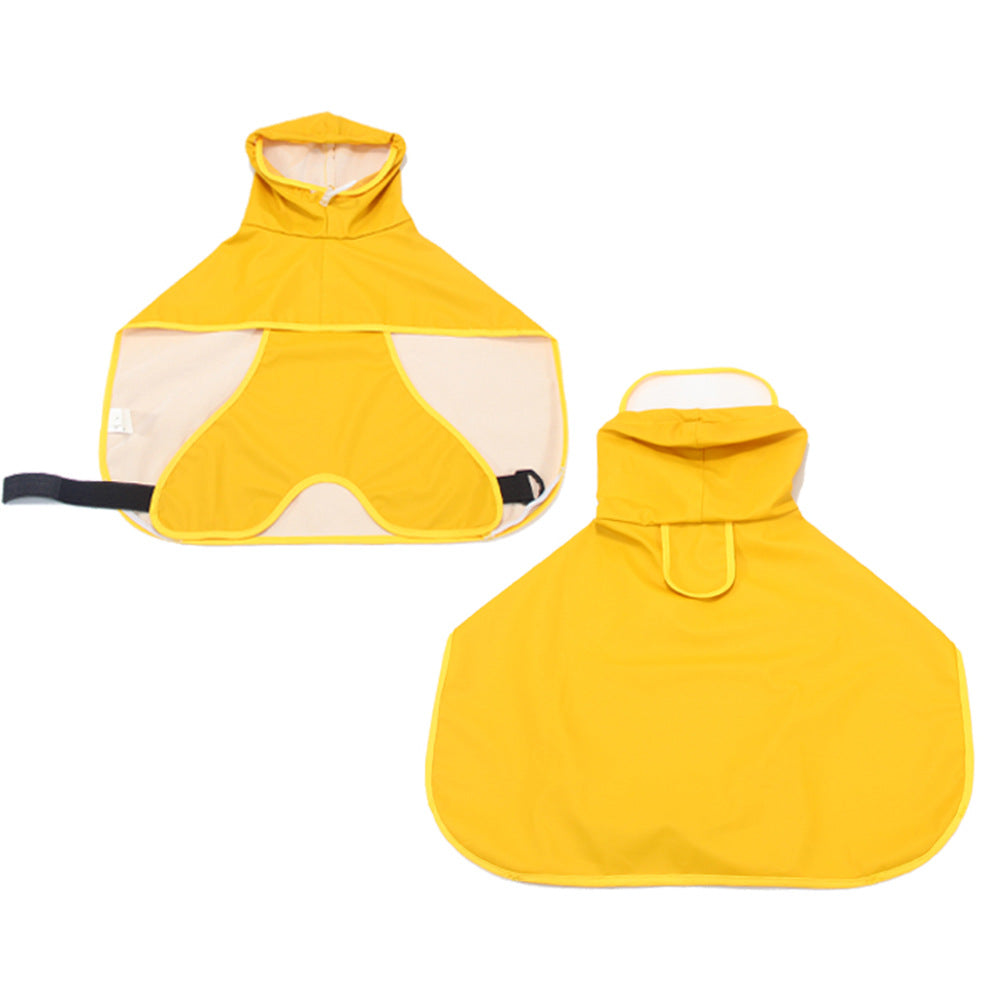 KFX-4920381 Transparent Dog Raincoat with Hood and Bellyband for All Breeds