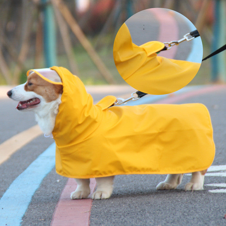 KFX-4920381 Transparent Dog Raincoat with Hood and Bellyband for All Breeds