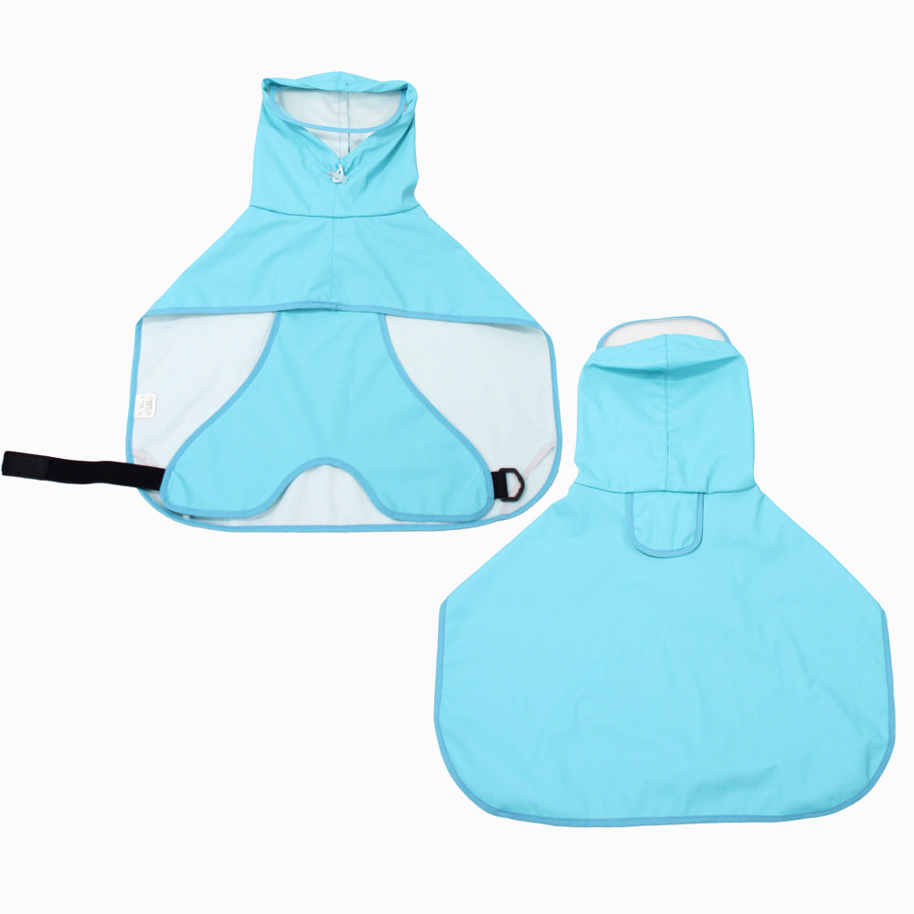 KFX-4920381 Transparent Dog Raincoat with Hood and Bellyband for All Breeds