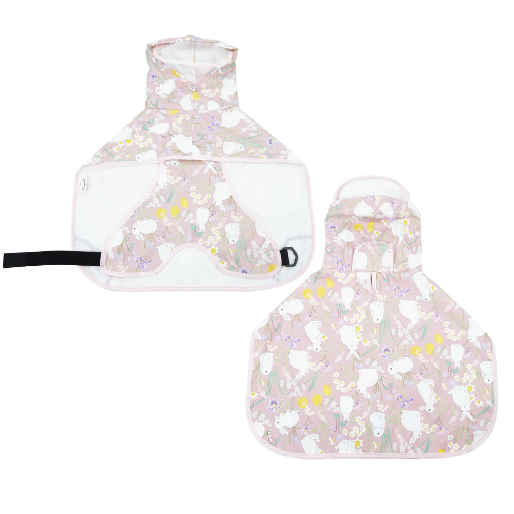 KFX-4920381 Transparent Dog Raincoat with Hood and Bellyband for All Breeds