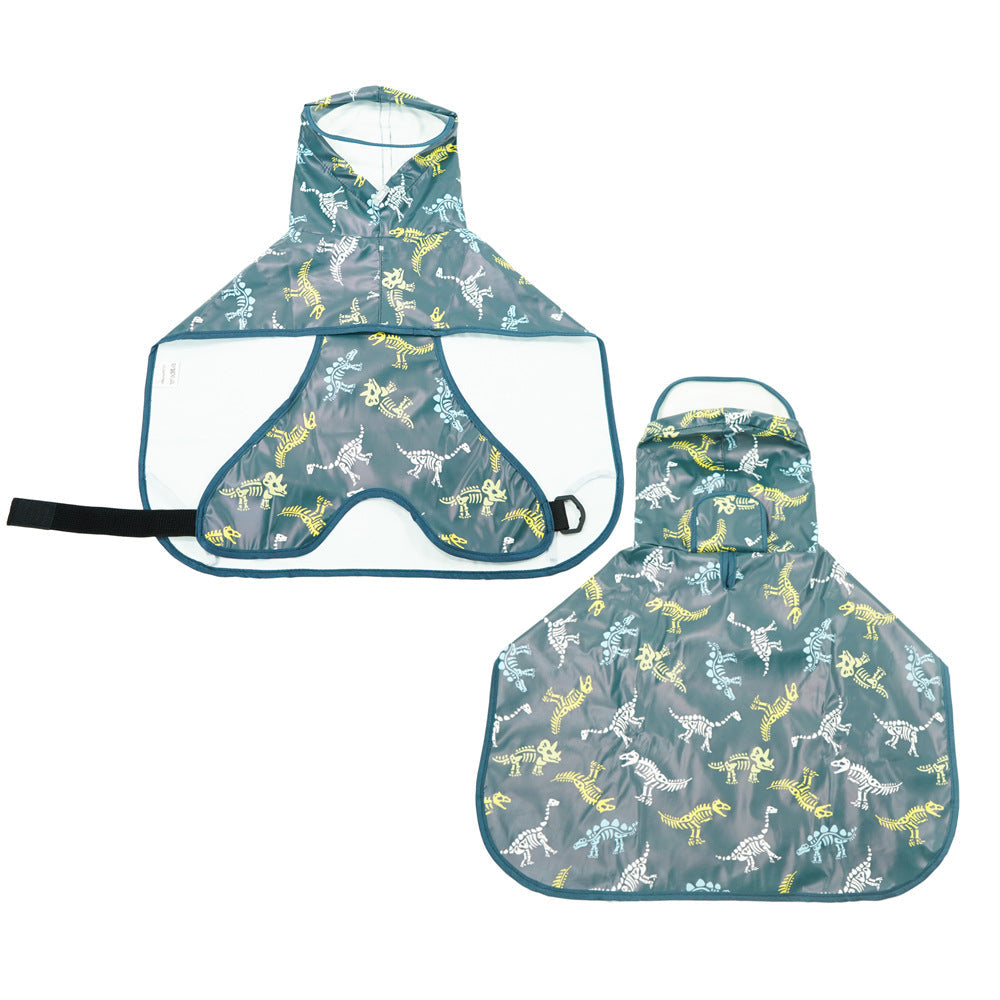 KFX-4920381 Transparent Dog Raincoat with Hood and Bellyband for All Breeds