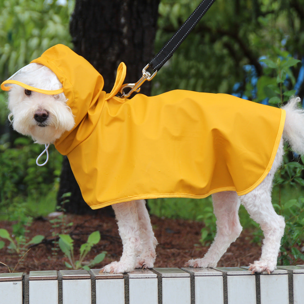 KFX-4920381 Transparent Dog Raincoat with Hood and Bellyband for All Breeds