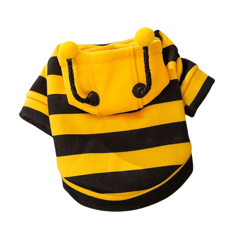 KFX-4920765 Bee Antenna Hoodie for Dogs, Kittens, and Puppies with Striped Design and Security Belt Hook