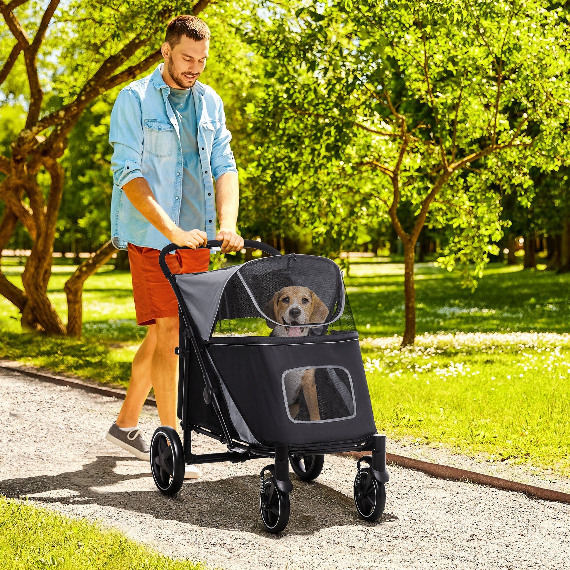 KFX-4921661 Dog Stroller for Pets Up to 66 lbs, Compact and Smooth Folding Design