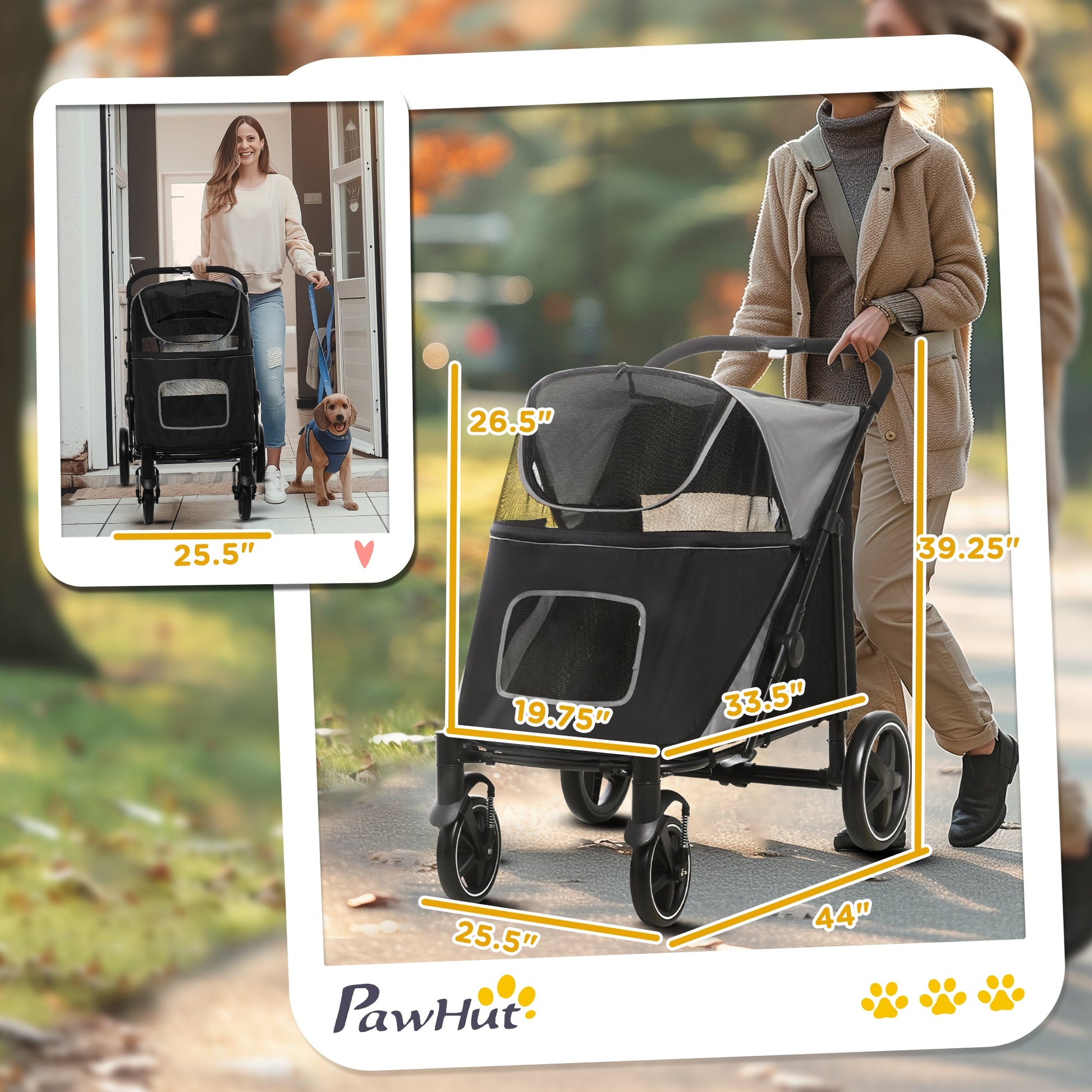 KFX-4921661 Dog Stroller for Pets Up to 66 lbs, Compact and Smooth Folding Design