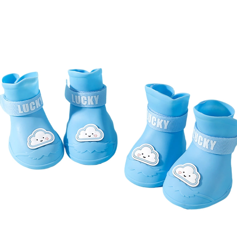 KFX-4922813 Waterproof Anti-Slip Rubber Boots for Pets - Flexible, Lightweight Rain Shoes for Dogs and Cats, Various Sizes Available