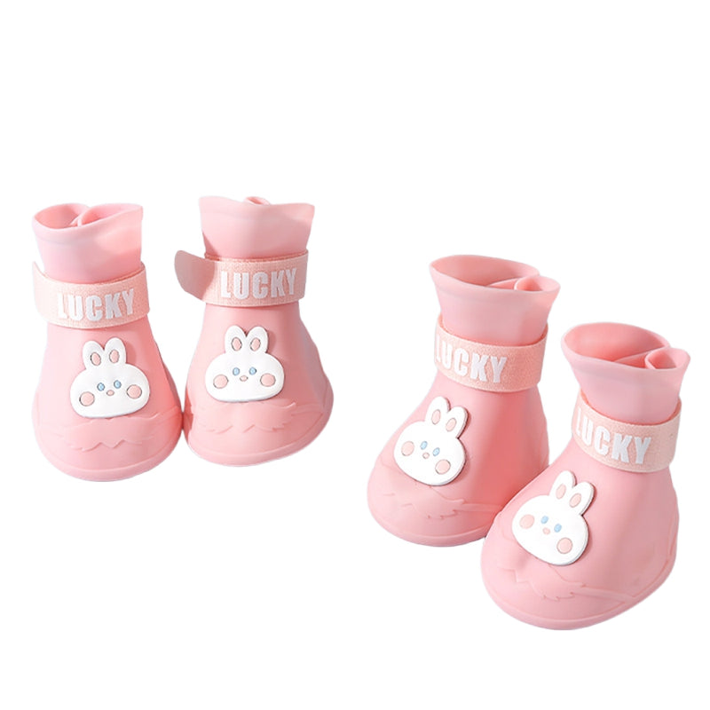 KFX-4922813 Waterproof Anti-Slip Rubber Boots for Pets - Flexible, Lightweight Rain Shoes for Dogs and Cats, Various Sizes Available