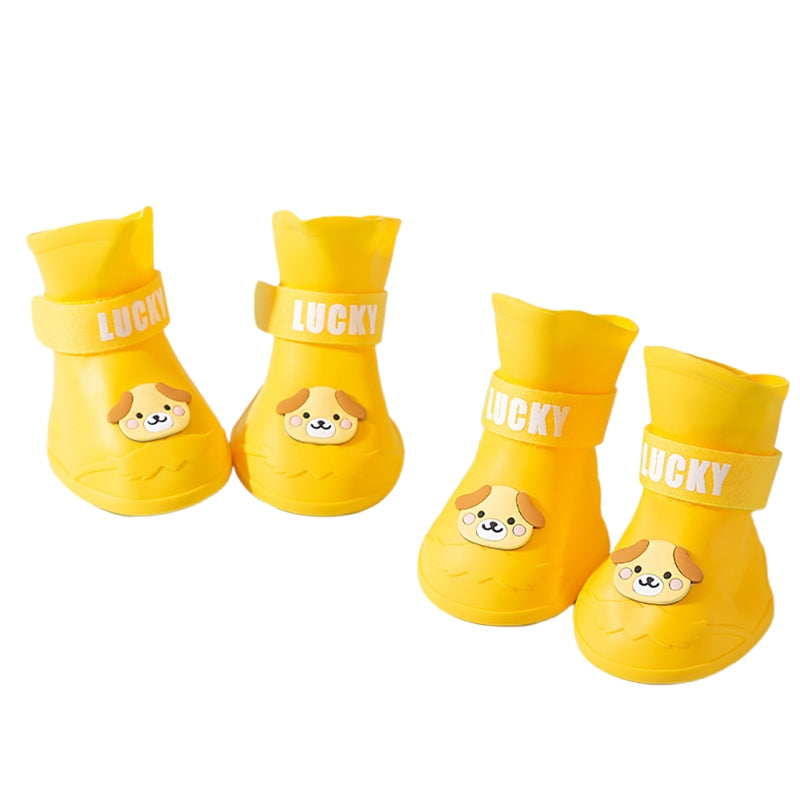 KFX-4922813 Waterproof Anti-Slip Rubber Boots for Pets - Flexible, Lightweight Rain Shoes for Dogs and Cats, Various Sizes Available