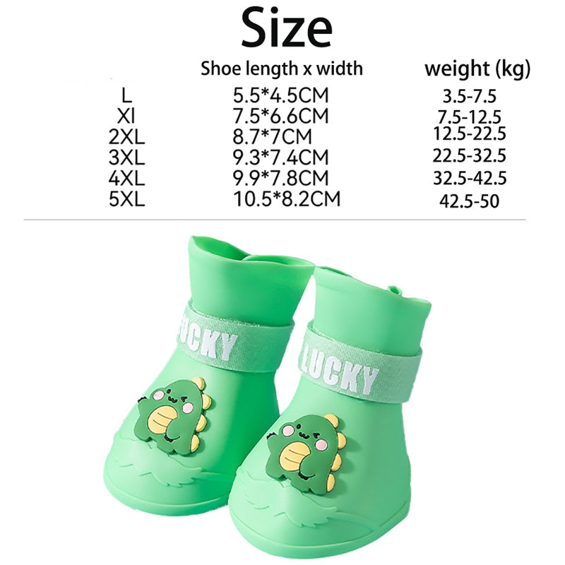 KFX-4922813 Waterproof Anti-Slip Rubber Boots for Pets - Flexible, Lightweight Rain Shoes for Dogs and Cats, Various Sizes Available