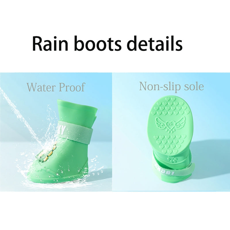 KFX-4922813 Waterproof Anti-Slip Rubber Boots for Pets - Flexible, Lightweight Rain Shoes for Dogs and Cats, Various Sizes Available