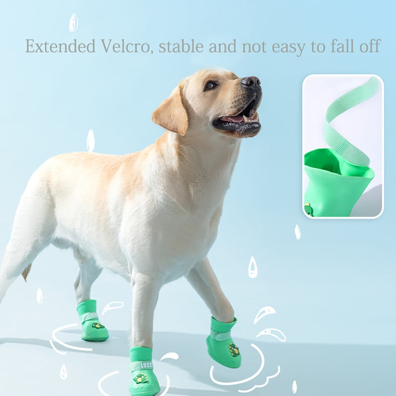 KFX-4922813 Waterproof Anti-Slip Rubber Boots for Pets - Flexible, Lightweight Rain Shoes for Dogs and Cats, Various Sizes Available