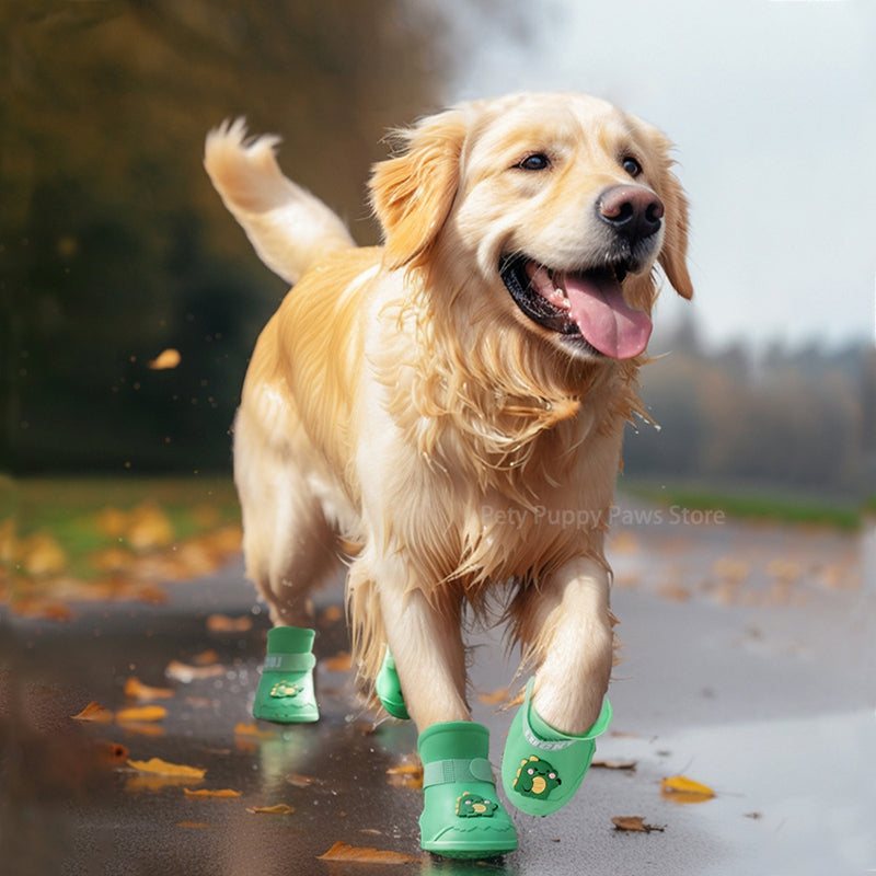 KFX-4922813 Waterproof Anti-Slip Rubber Boots for Pets - Flexible, Lightweight Rain Shoes for Dogs and Cats, Various Sizes Available