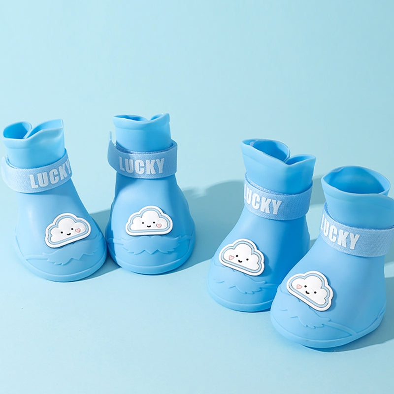 KFX-4922813 Waterproof Anti-Slip Rubber Boots for Pets - Flexible, Lightweight Rain Shoes for Dogs and Cats, Various Sizes Available