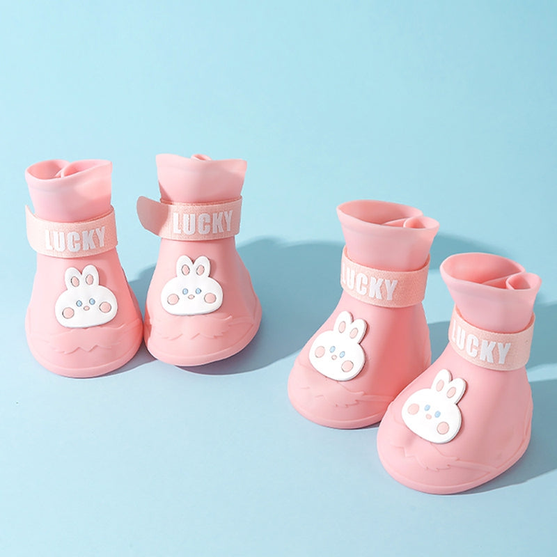 KFX-4922813 Waterproof Anti-Slip Rubber Boots for Pets - Flexible, Lightweight Rain Shoes for Dogs and Cats, Various Sizes Available