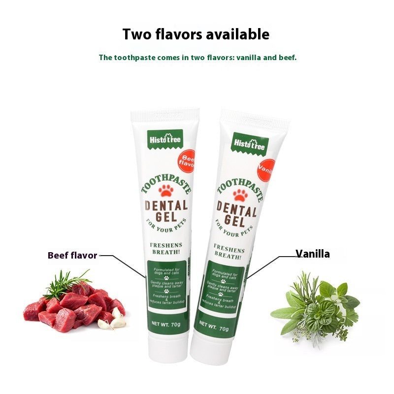 KFX-4923837 Pet Toothpaste and Finger Stall Toothbrush Set for Dogs and Cats - Vanilla and Beef Flavors