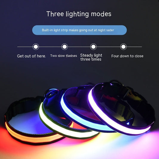 KFX-4923965 Colorful LED Nylon Fishing Line Luminous Collar with USB Rechargeable Battery, 70CM Length