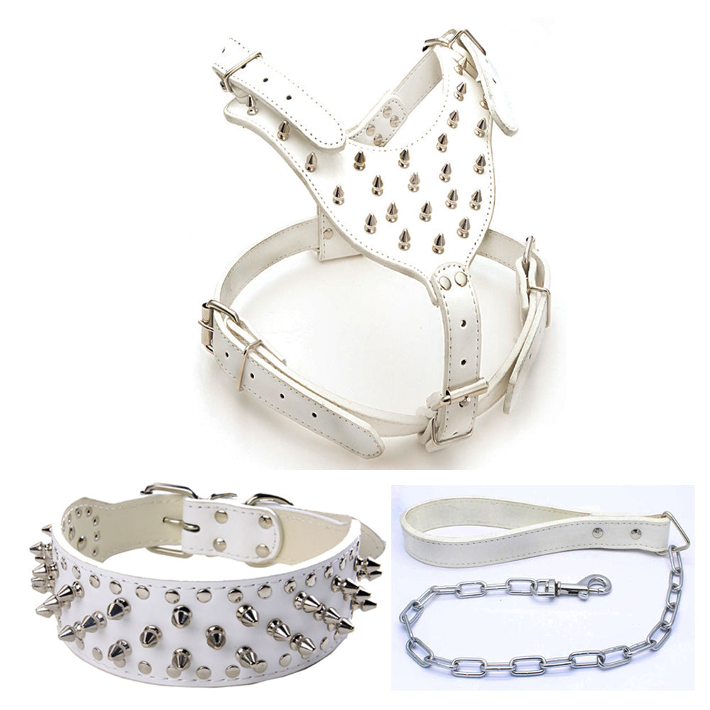 KFX-4925245 Comfortable Three-Piece Pet Harness Set with Dog Collar, Chest Strap, and Traction Rope