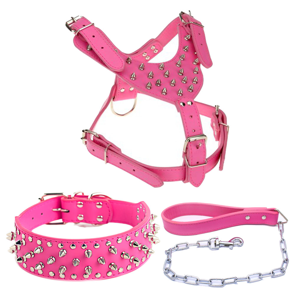 KFX-4925245 Comfortable Three-Piece Pet Harness Set with Dog Collar, Chest Strap, and Traction Rope