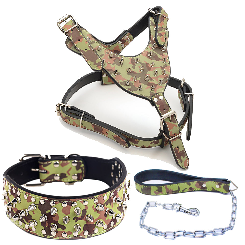 KFX-4925245 Comfortable Three-Piece Pet Harness Set with Dog Collar, Chest Strap, and Traction Rope