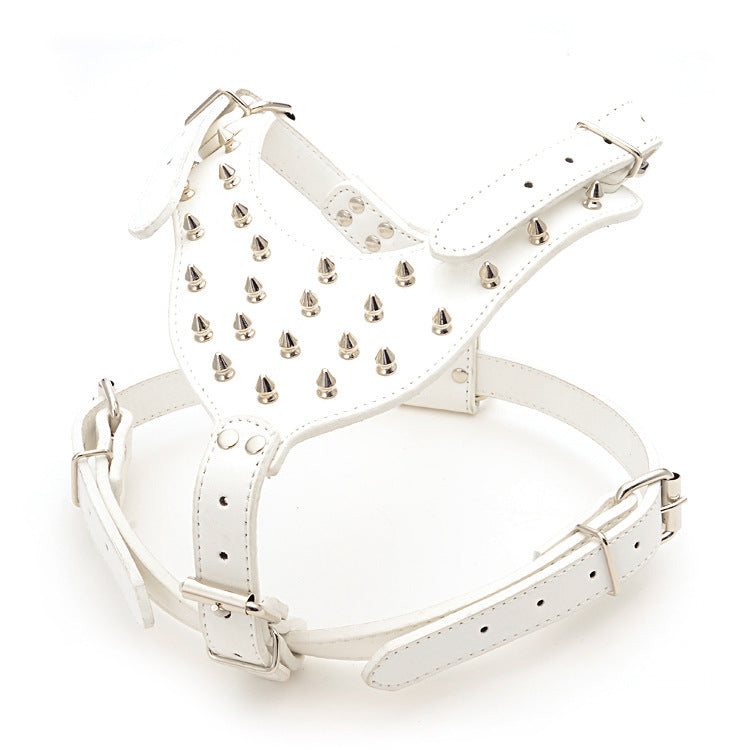 KFX-4925245 Comfortable Three-Piece Pet Harness Set with Dog Collar, Chest Strap, and Traction Rope