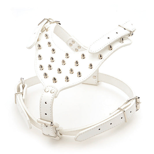 KFX-4925245 Comfortable Three-Piece Pet Harness Set with Dog Collar, Chest Strap, and Traction Rope
