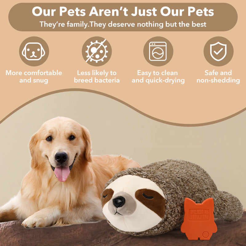 KFX-4925629 Interactive Plush Pet Toy with Heartbeat Device - Sloth Design