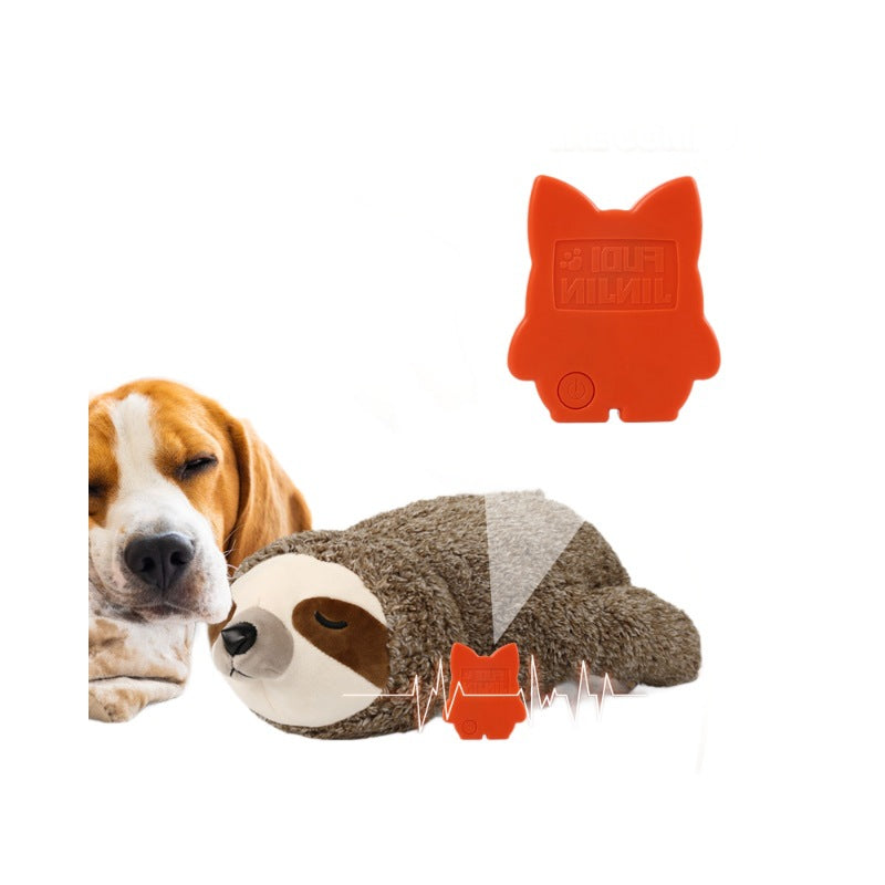 KFX-4925629 Interactive Plush Pet Toy with Heartbeat Device - Sloth Design