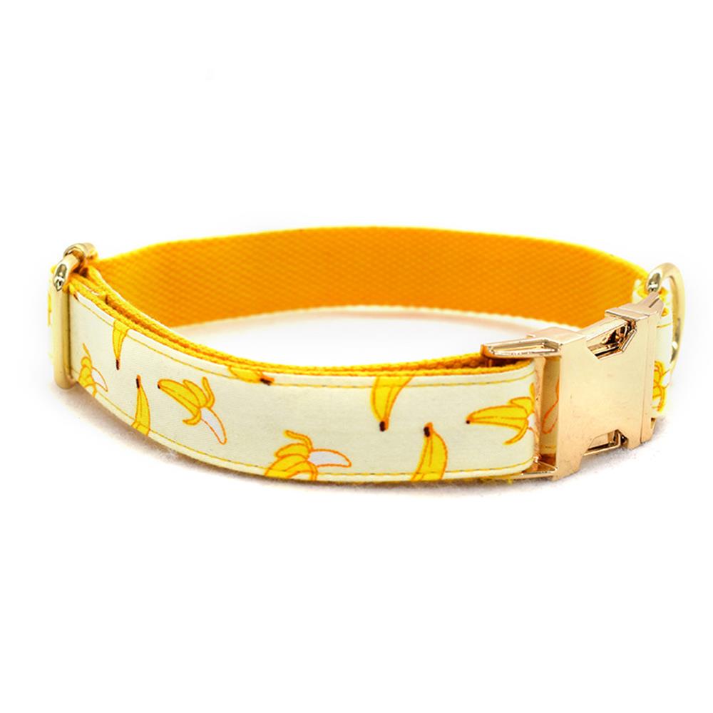 KFX-4925757 Yellow Banana Dog Leash and Collar Set - Adjustable for All Sizes S to XL, Polyester Material