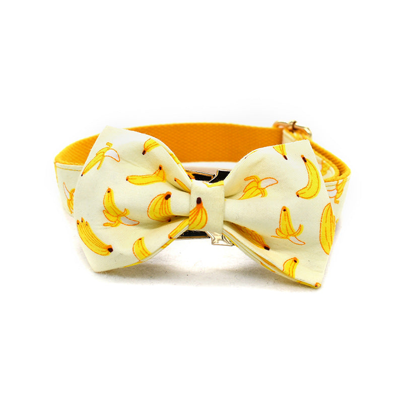 KFX-4925757 Yellow Banana Dog Leash and Collar Set - Adjustable for All Sizes S to XL, Polyester Material