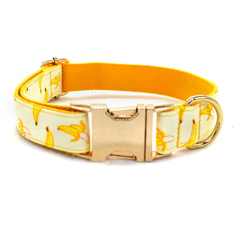 KFX-4925757 Yellow Banana Dog Leash and Collar Set - Adjustable for All Sizes S to XL, Polyester Material
