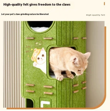 KFX-4926013 Double-Layer Felt Cat Nest and Climbing Frame for Multiple Cats - Polyester Fiber Design