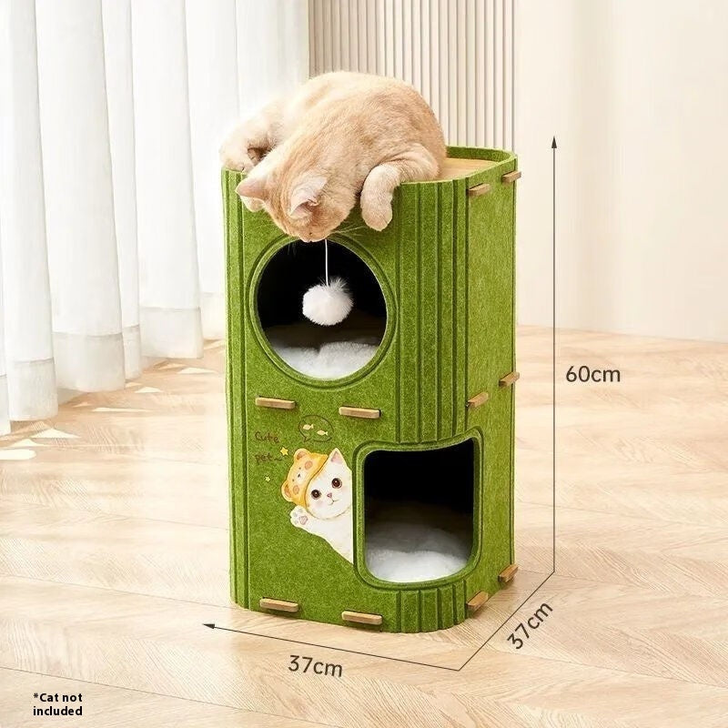 KFX-4926013 Double-Layer Felt Cat Nest and Climbing Frame for Multiple Cats - Polyester Fiber Design