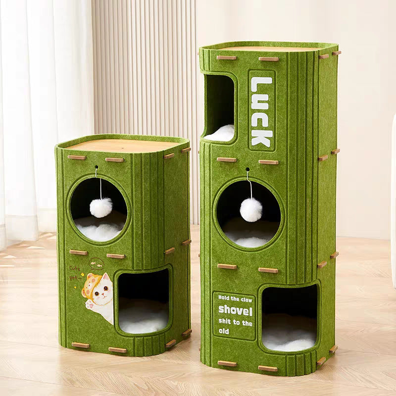 KFX-4926013 Double-Layer Felt Cat Nest and Climbing Frame for Multiple Cats - Polyester Fiber Design