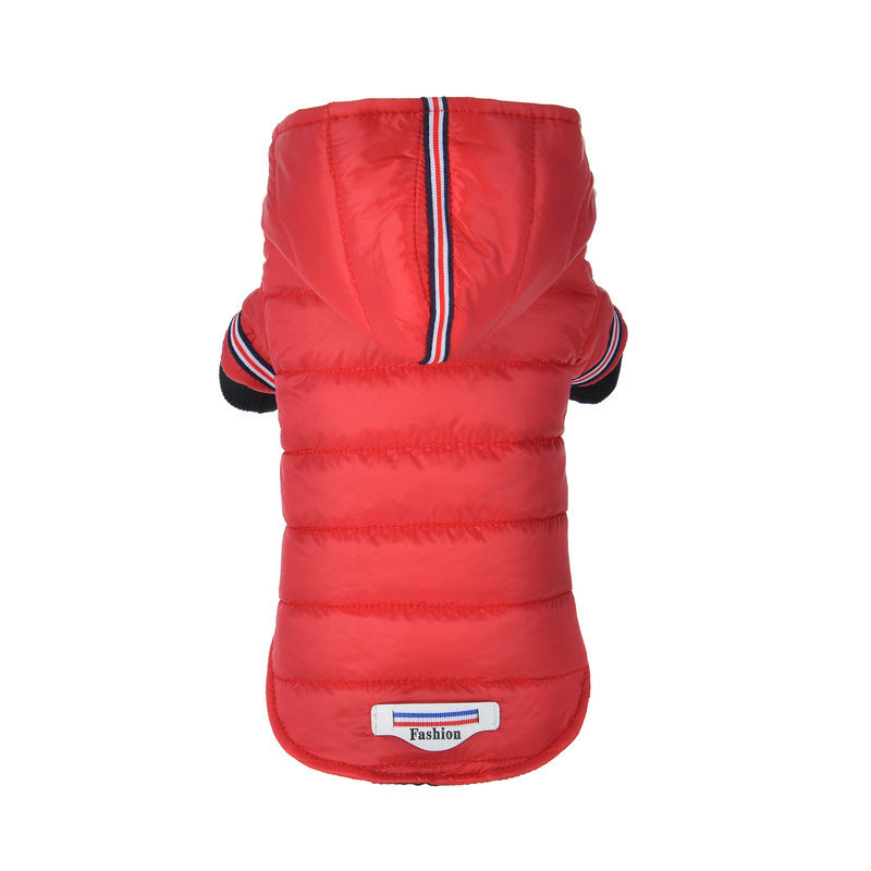 KFX-4926525 Cozy Cotton-Padded Pet Clothing for Warmth in Red and Gray, Sizes XS-XL