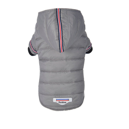 KFX-4926525 Cozy Cotton-Padded Pet Clothing for Warmth in Red and Gray, Sizes XS-XL