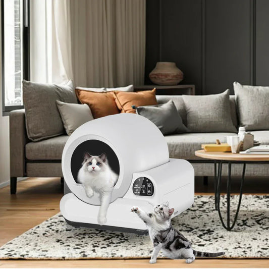 KFX-492755 Smart Electric Cat Litter Box with Odor Control and Easy Clean Features - 70L Capacity with App Remote Control